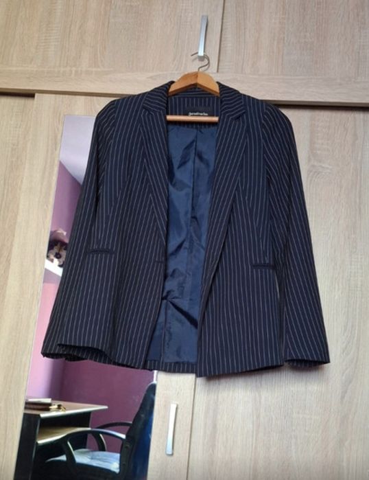 Sacou albastru cu dungi stradivarius