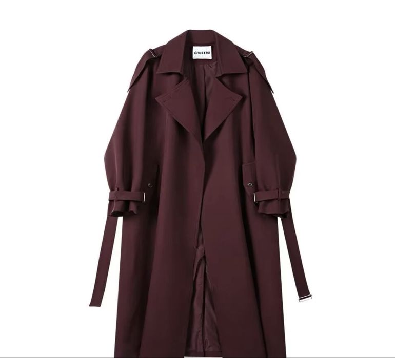 Тренч бордовый осенний весенний