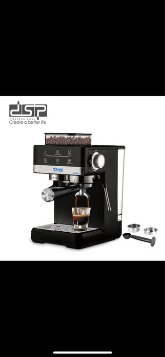 Кофемашина DSP KA3123 — с кофемолкой и капучинатором, 20 бар, 1.7л