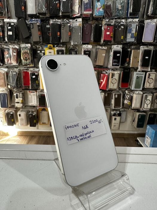 iSellStore Vâlcea: iPhone 16E White - 128GB 100% Bateria - 7 încărcări