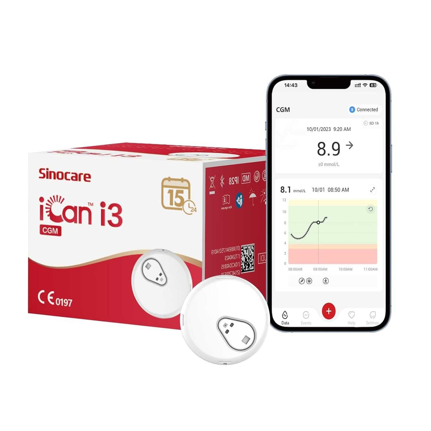 sinocare 15-дневна система за непрекъснато наблюдение на глюкозата