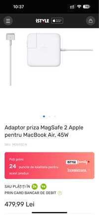 Adaptor priza MagSafe 2 Apple pentru MacBook Air, 45W