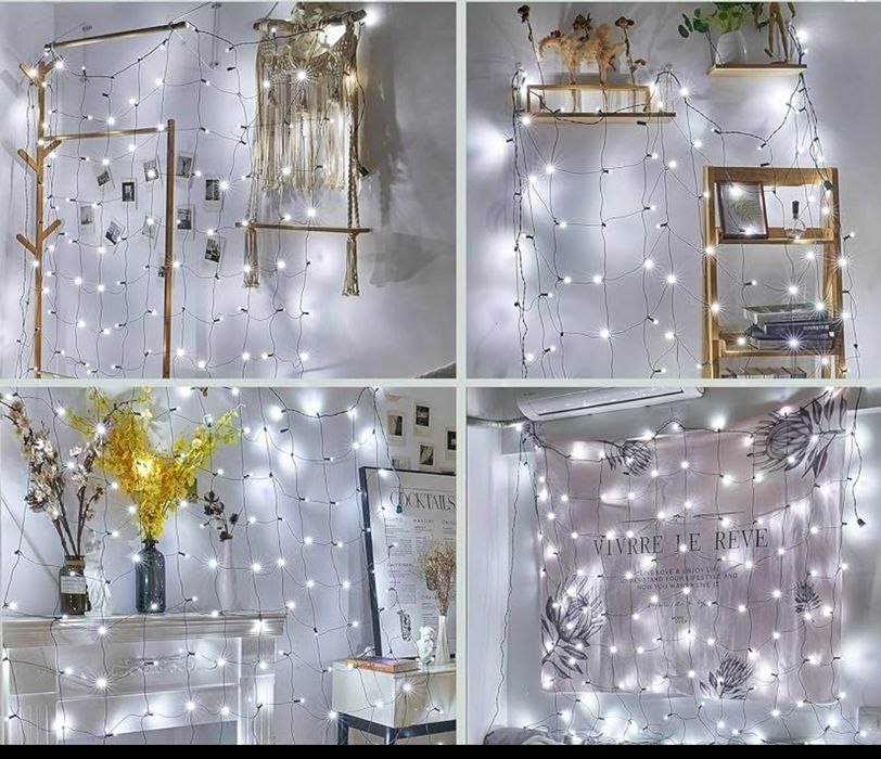 Коледни LED лампички – 3 комплекта (2× студено бяло + 1× цветни)