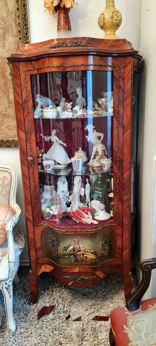 Vitrina baroc,vintage,Ludovic,pictata,intarsie/mobila antica