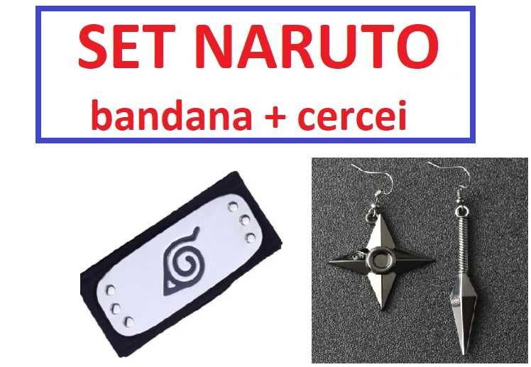 Set 2 accesorii Naruto: Bandana + Cercei Naruto (accesorii Naruto)
