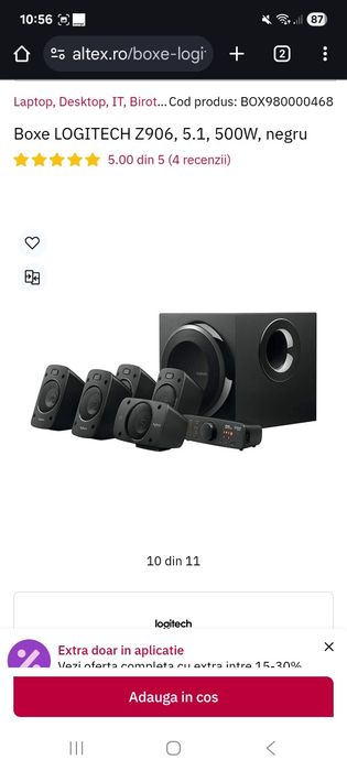 LOGITECH Z906, 5.1, 500W, negru