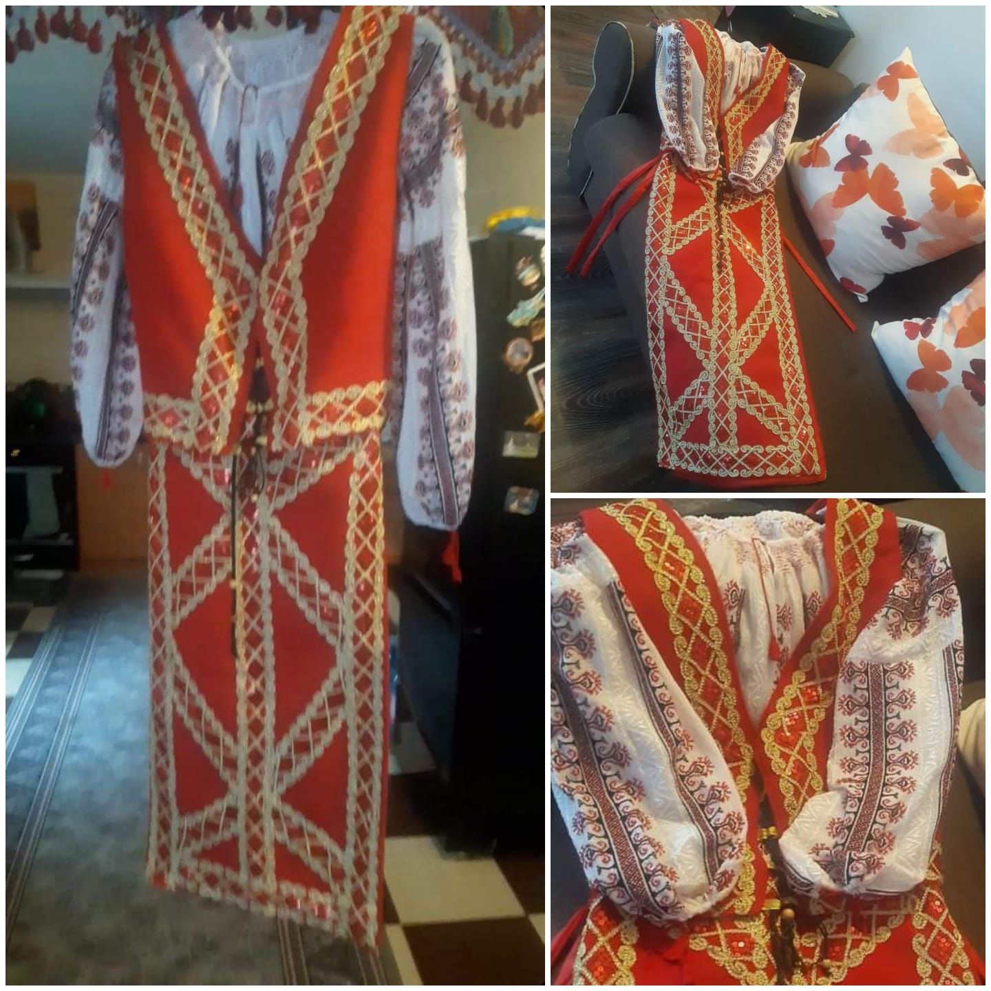 Costum popular cusut manual stilizat fără purtări