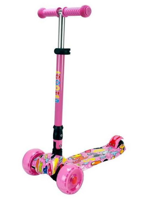 Vand trotineta copii, Action One® Rider, cu roti luminoase late, Pink