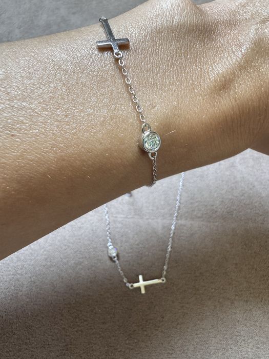 Дамски комплект кръстче с мойсанит (блясък на дианант)