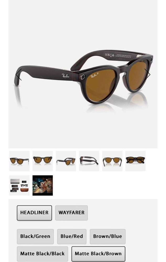 Новый Ray Ban Meta Headliner Polar Brown! Бесплатная Доставка!