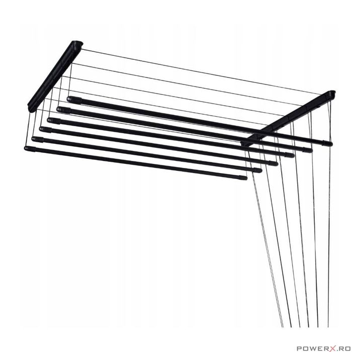 Uscator rufe de tavan, 6x180 cm, negru, Sepio