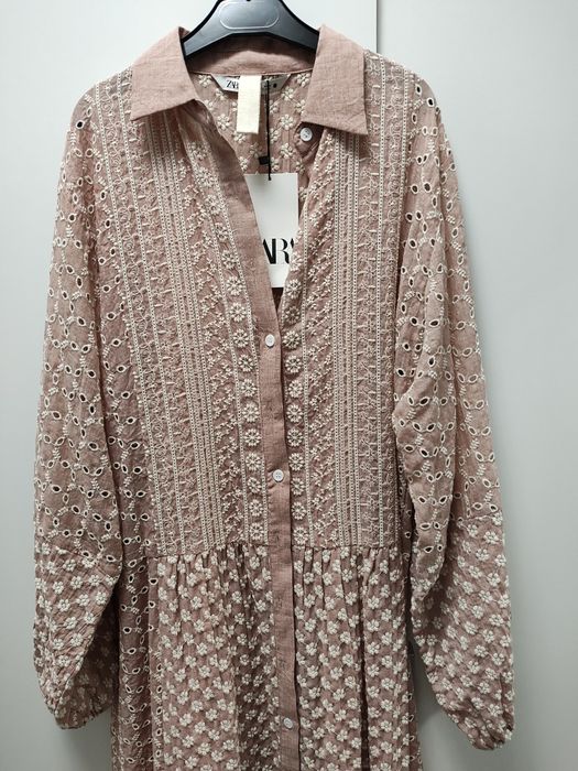 Rochie lunga Zara cu broderie noua cu eticheta
