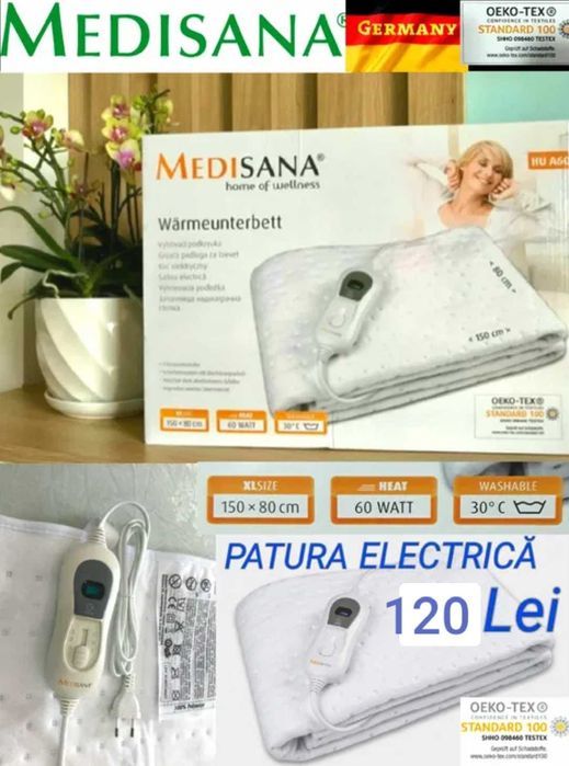 PĂTURĂ ELECTRICĂ MEDISANA (Germania) 150 x 80 cm - NOUĂ - 120 Lei