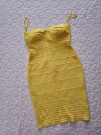 Бандажна рокля в жълто M размер
