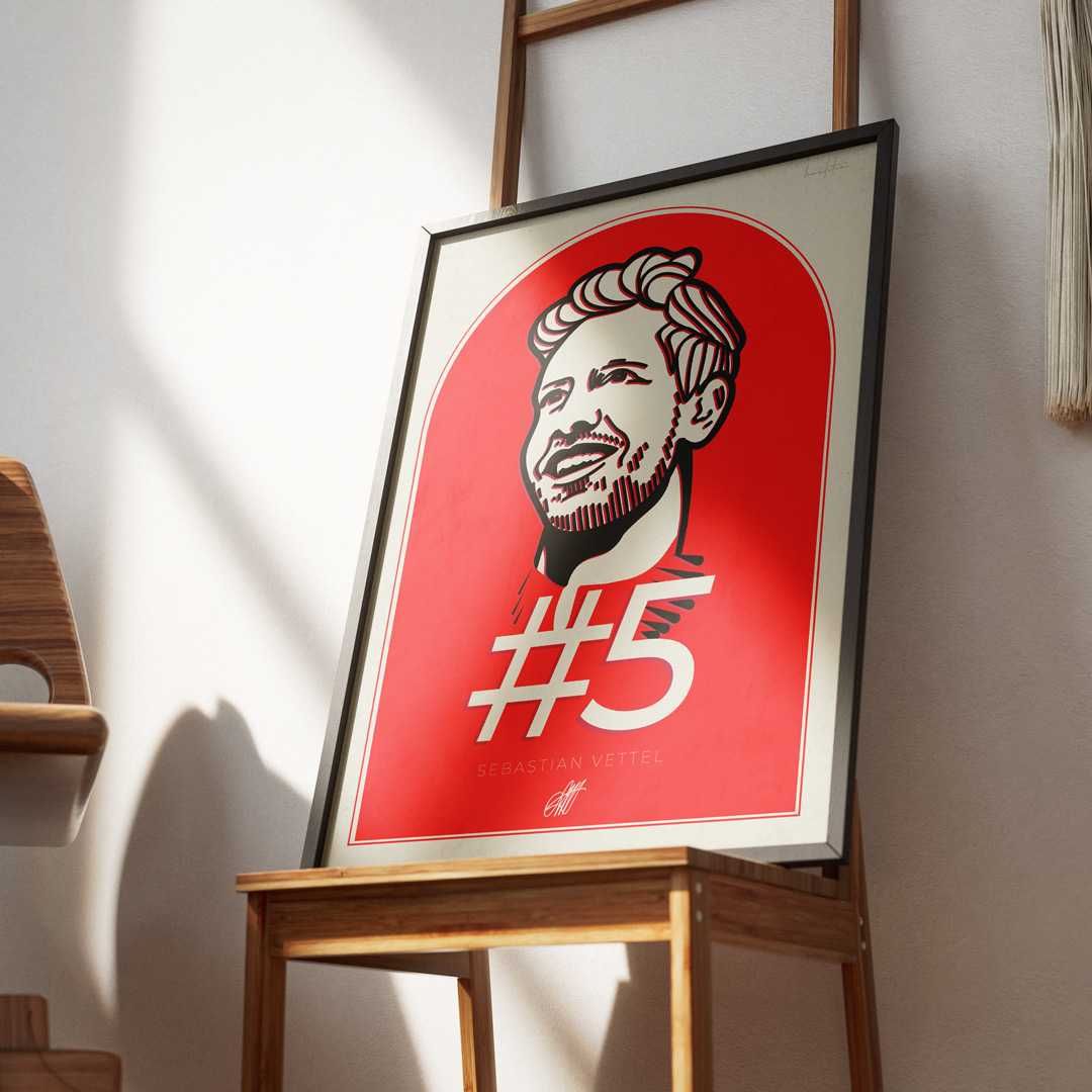 Tablou poster Sebastian Vettel Ferrari F1, artă digitală.