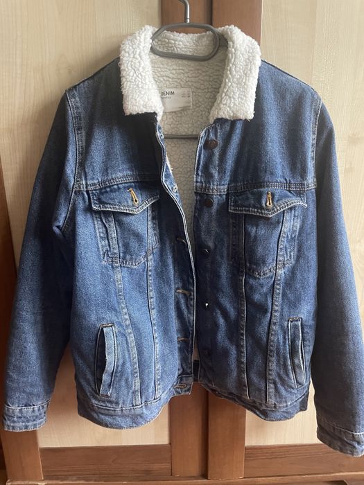 Geacă denim cu blană în interior