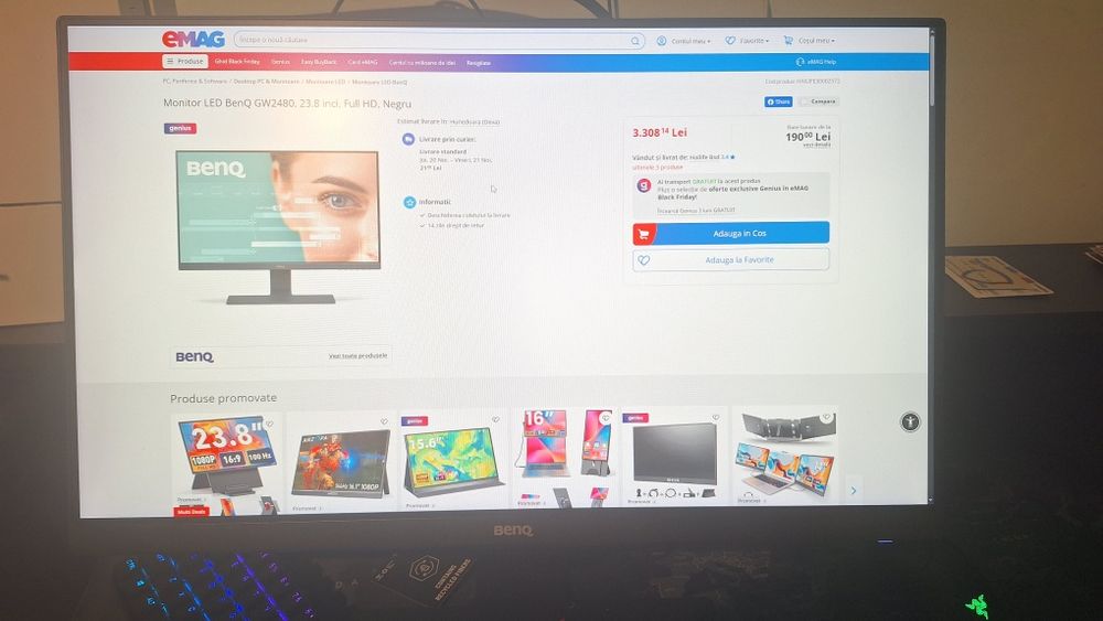 Monitor LED BenQ GW2480 Eye care, impecabil