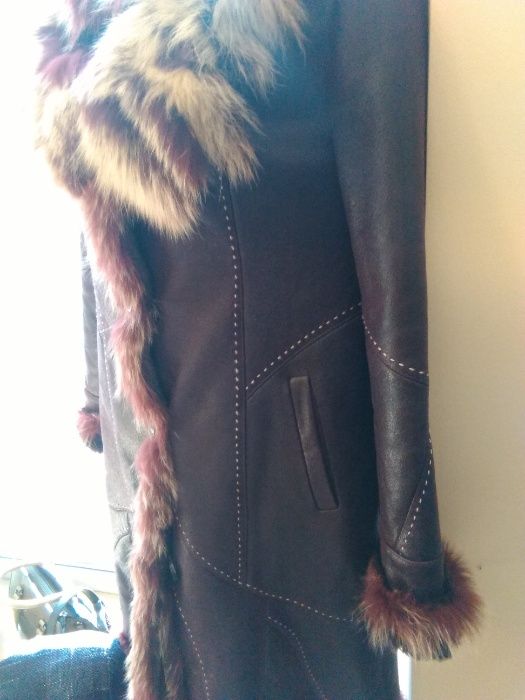 Vand cojoc modern palton cu guler de vulpe argintie