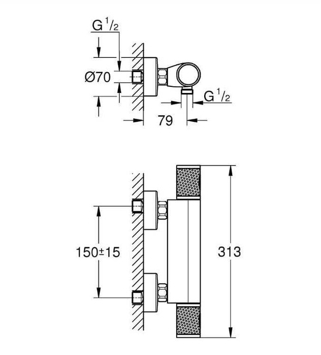Baterie de dus cu termostat Grotherm 1000,Grohe,sigilat