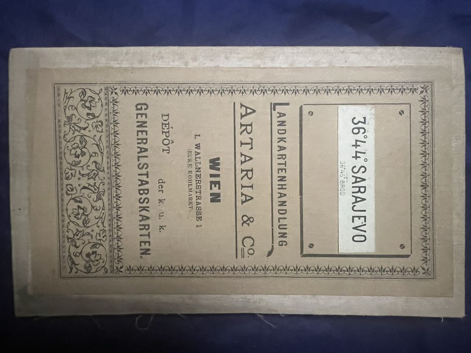 Стара военна карта от Първата световна война - Сараево