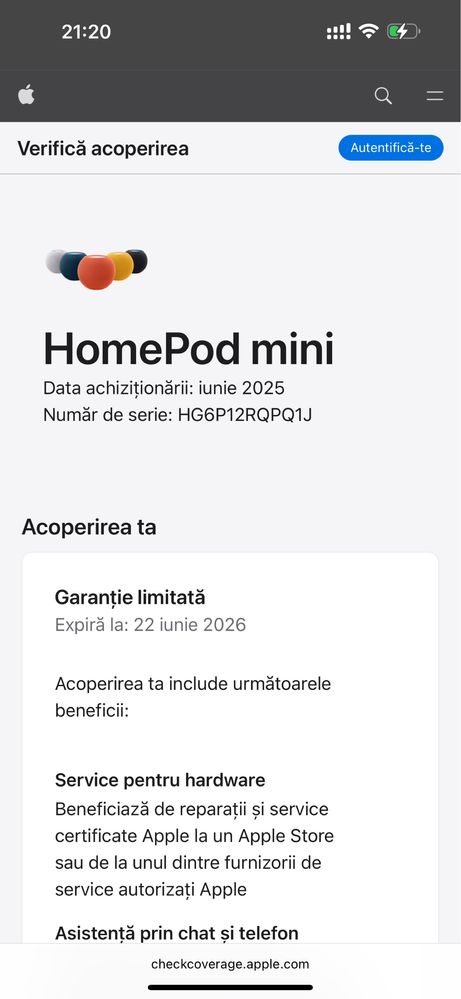 MY5H2FN/A HomePod mini, White Noua Garantie