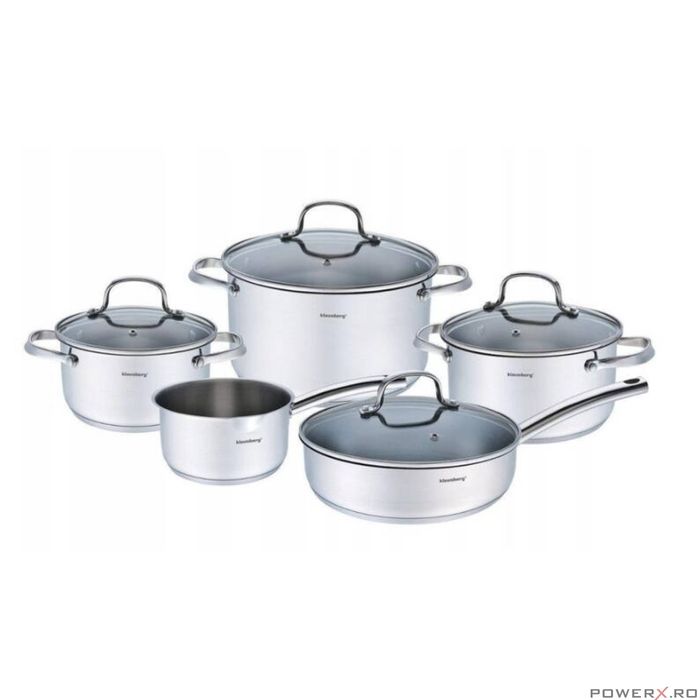 Set de 5 oale din inox, cu capac, premium, compatibil cu toate