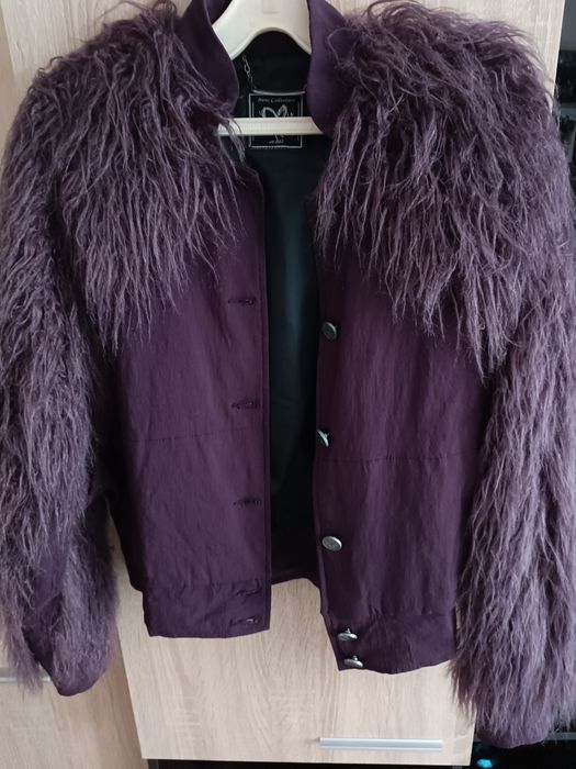 Палто с еко косъм