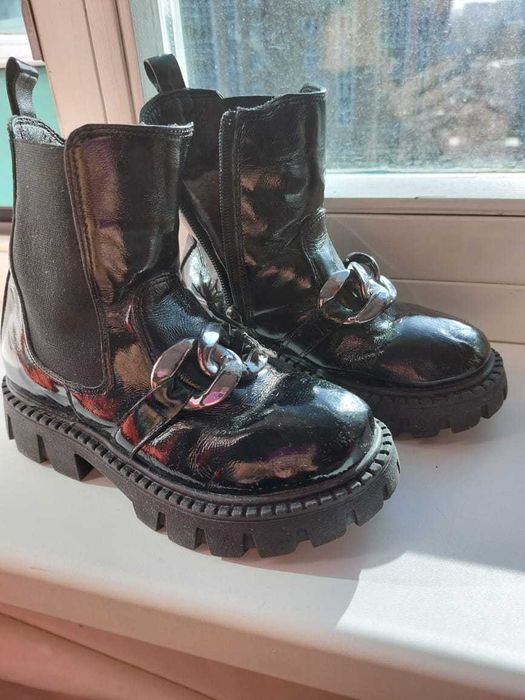 Сапоги для девочки лакированная натуральная кожа Турция