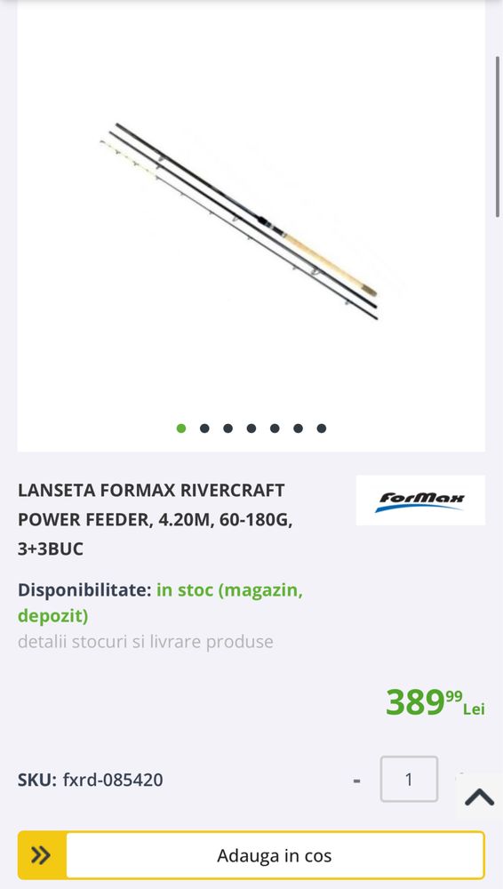 Lanseta Formax Rivercraft Power Feeder, 4.20m, 60-180g, 3+3buc