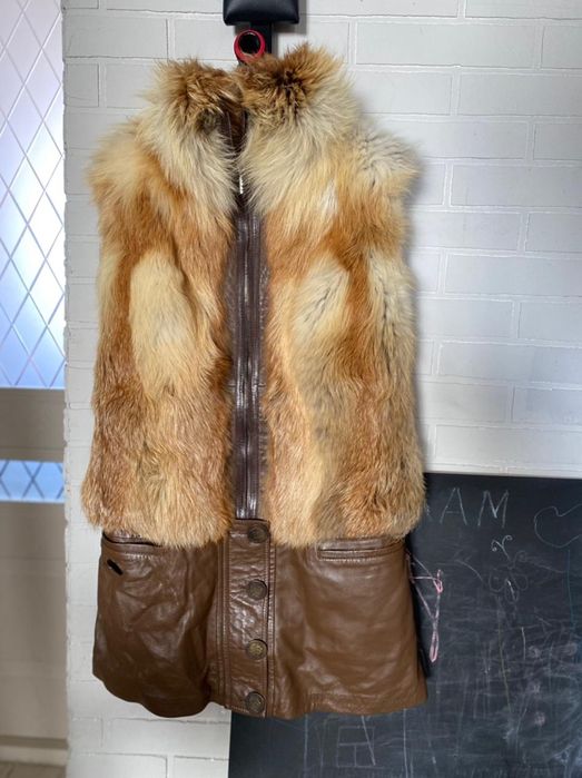 Меховая жилетка мех и кожа натуральный
