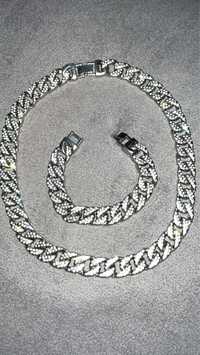 Vand set cuban ice chain+cuban ice bracelet