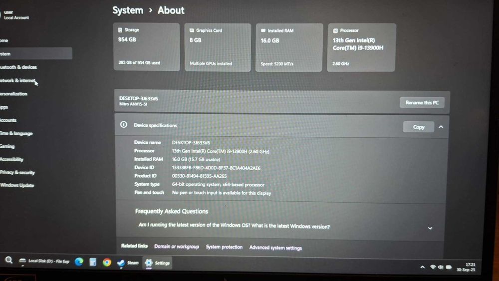 Laptop Gaming Acer Nitro V15 cu procesor Intel® Core™ i9-13900H