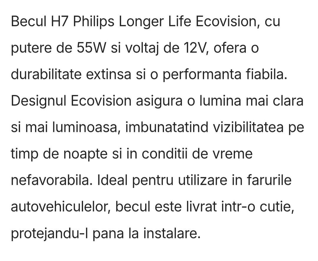 2 becuri pt Far Philips H7 , 12v 55w  LongLife Ecovision