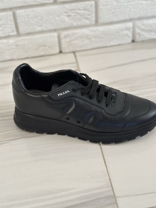 Кожени обувки Prada Black Prax