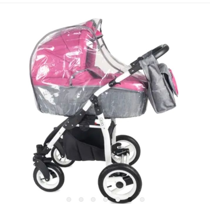 Vand Carucior coccolle Gioia roz plus patut cu baldachin + tricicleta