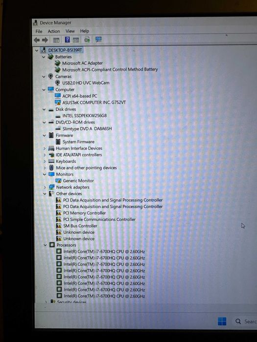 Laptop ASUS ROG 752VT 17.3'  i7 6700HQ 16GB 256gb M.2