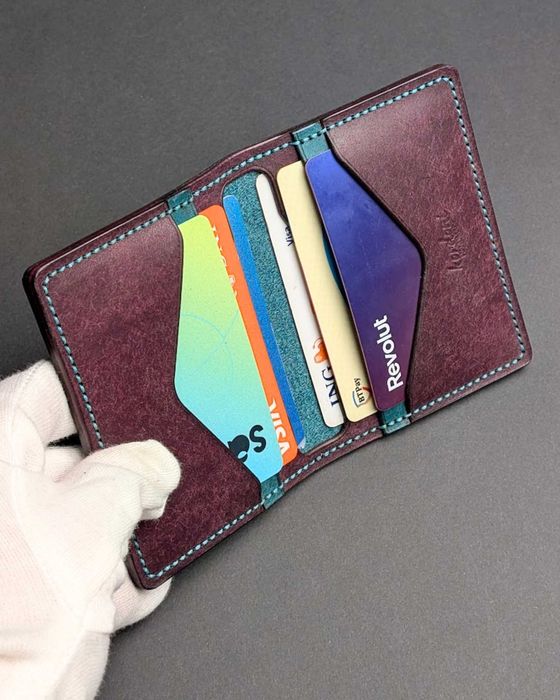 Portcard/Portofel lucrat manual cu piele Pueblo