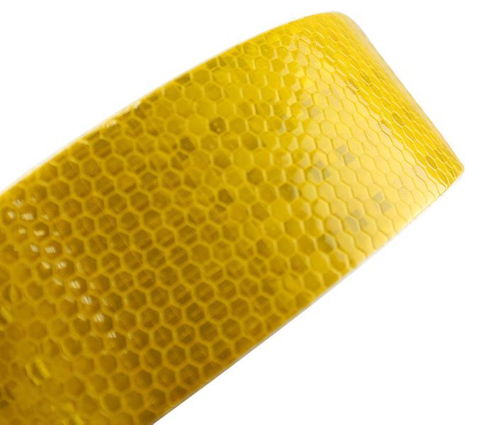 Светлоотразително тиксо ТИП "Пчелна пита" / (5см.х50м.) Жълто