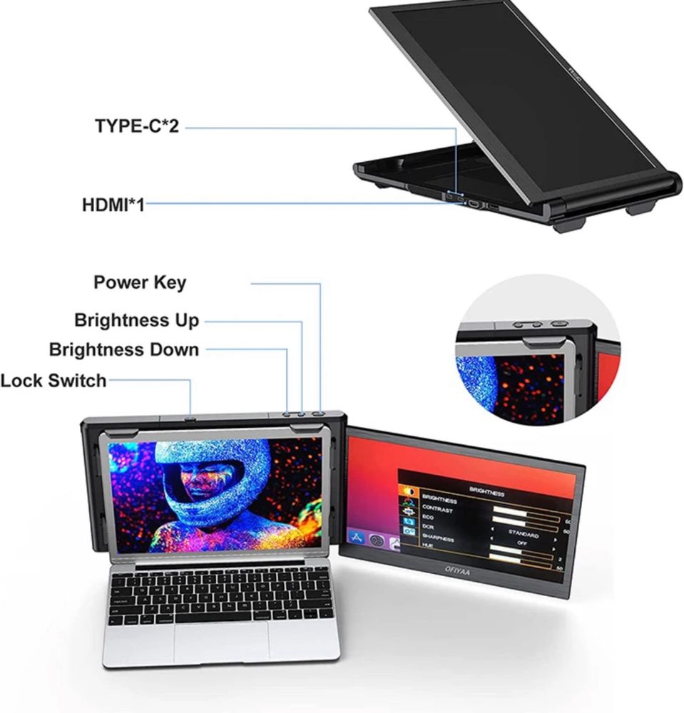 Monitor NOU portabil extensie laptop compatibil telefon