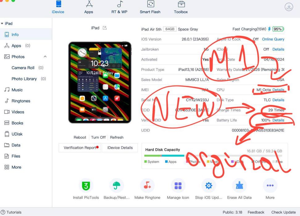 Ipad air m1 masla 10/10 100% 30sikl full komplekt