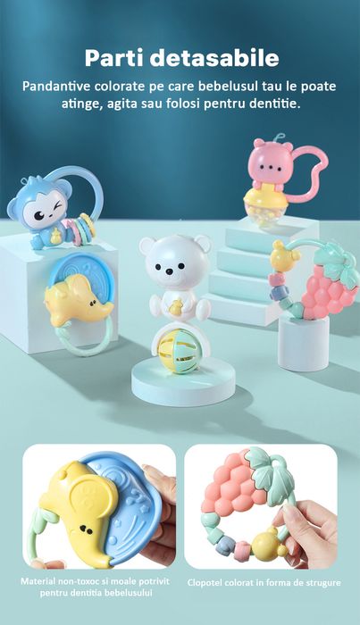 Carusel muzical bebe, IControl tactil, Melodii si Lumini, Rotire 360°