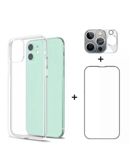 Husa Silicon + Folie Sticla +Folie Camera Iphone 14/15/16 PRO MAX PLUS