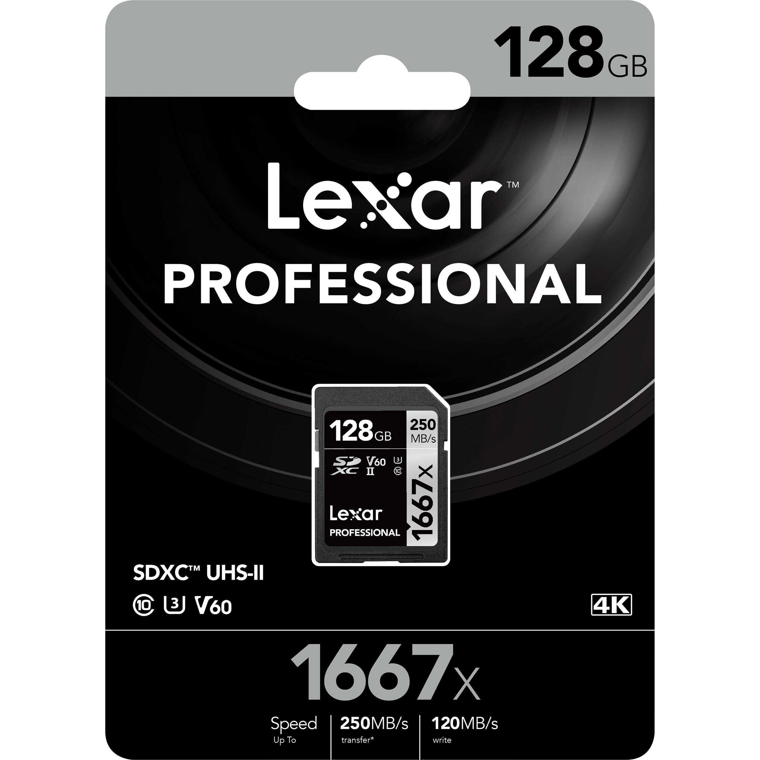 Карта памяти Lexar Professional 1667x 128GB SDXC UHS-II, U3, V60 -New!