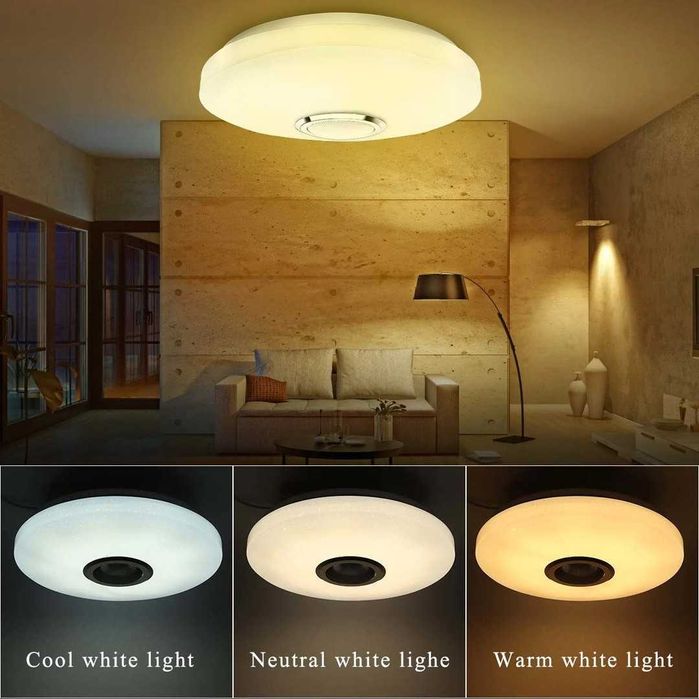 Lampă de tavan LED RGB de 56W cu difuzor Bluetooth