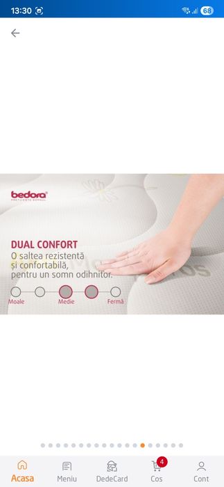 Saltea pat Bedora Fitt Musetel Memory Cocos, ortopedica, 160 x 200 cm