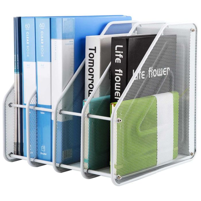 Organizator Documente Metalic Cliselda, 4 Compartimente, Alb, A4