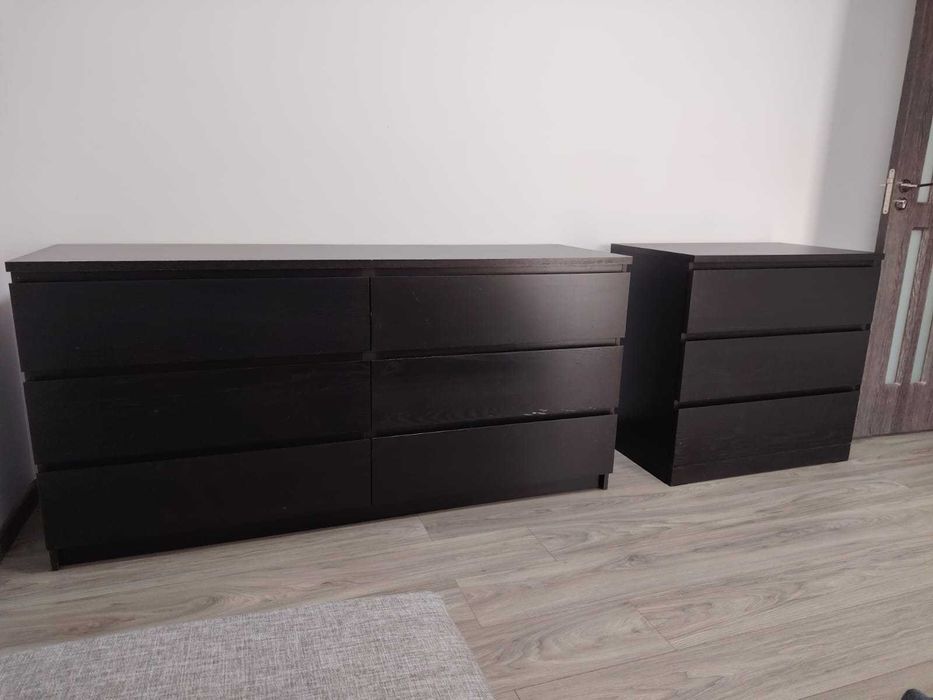 Comodă 3 sertare, negru-maro, 80x78 cm