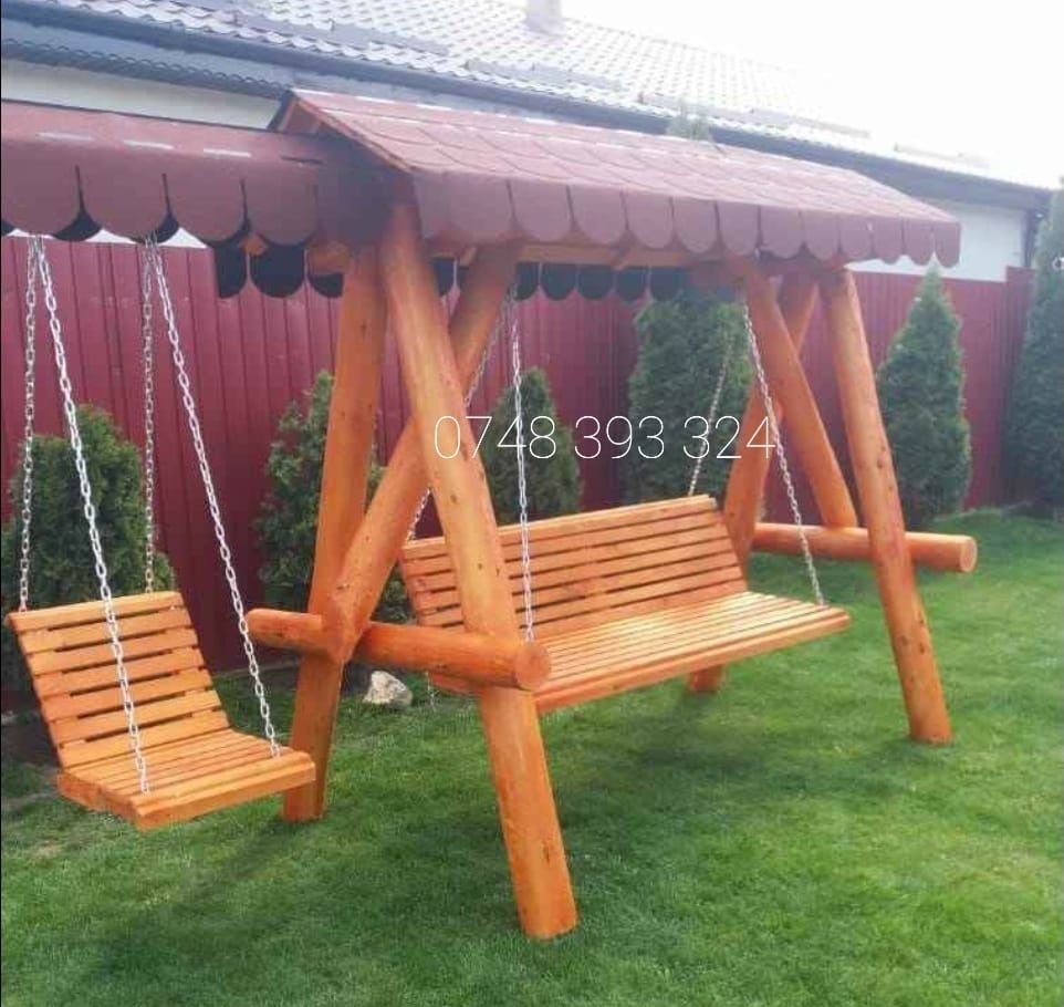 Set masa cu băncuțe scaune  lemn  terasă foișor rustic