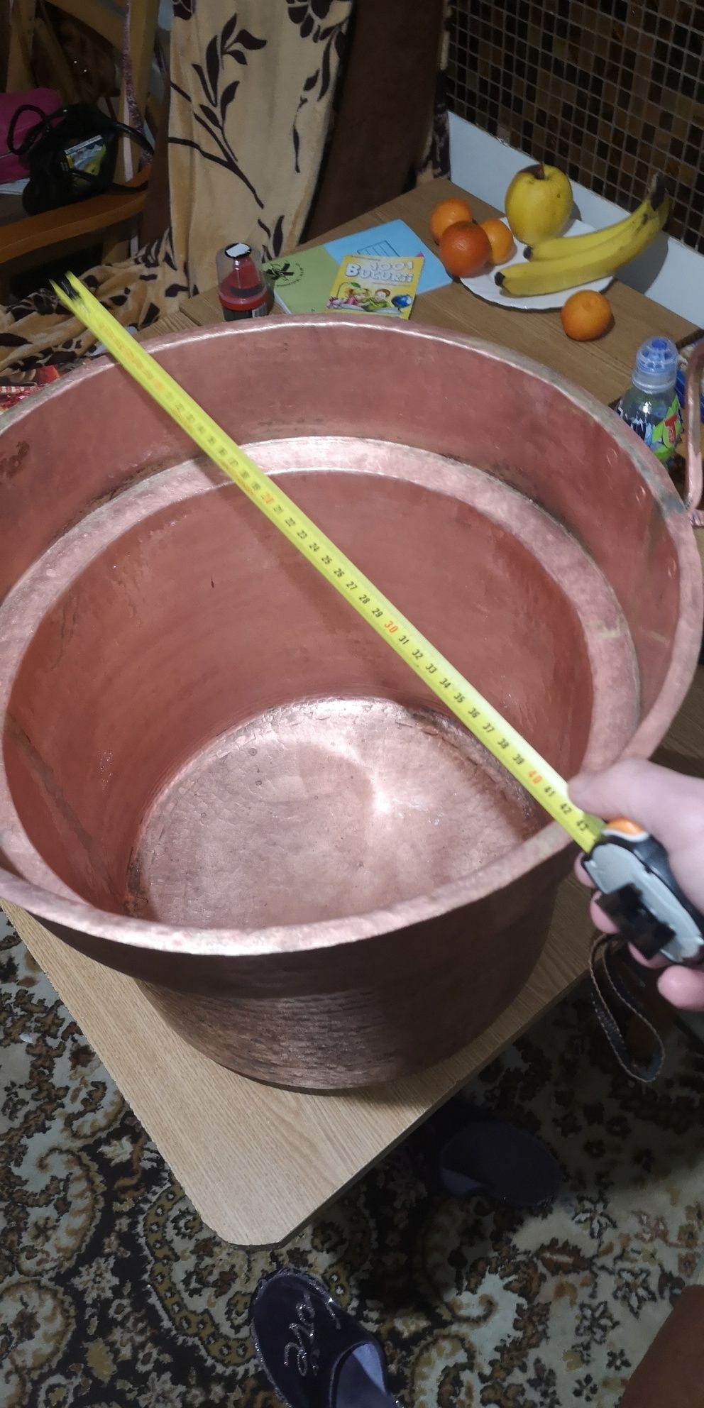 Ceaun Cupru vechi batut dintr-o bucată 110 litri minim