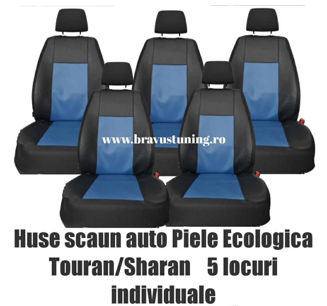 Husa auto dedicata Sharan & Touran 7 locuri individuale piele ecologic